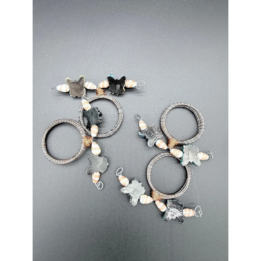 Set of 4 Handcrafted Butterfly Wire Wrapped Napkin Rings Garden Party Decor
